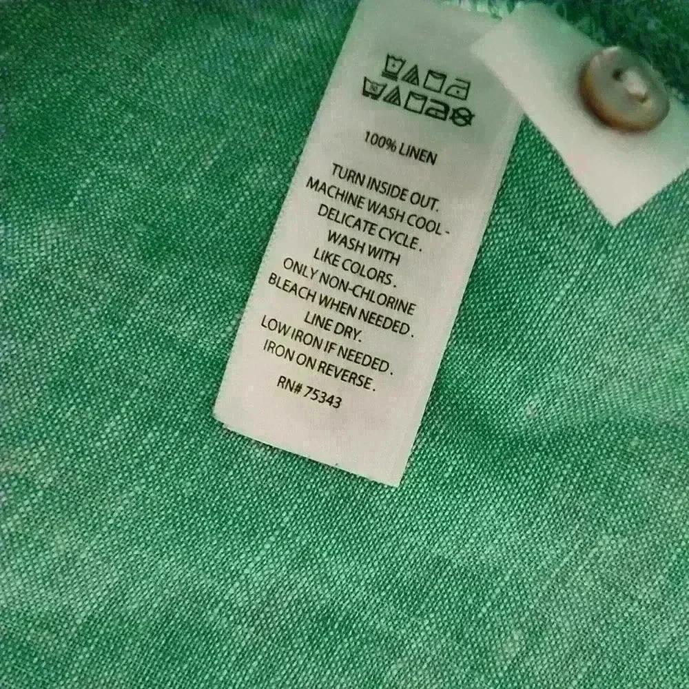 Sigrid Olsen Green Long Linen Shirt - Picture 6 of 7